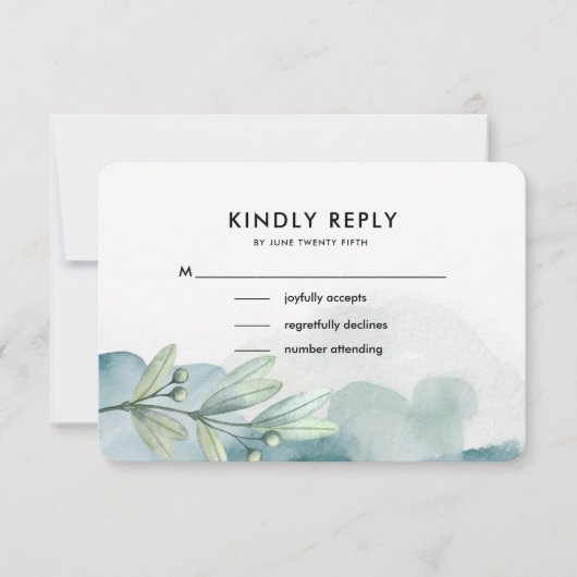 Botanische Waterverf Schilderen Bruiloft RSVP Kaar Kaartje (Voorkant)