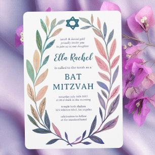 Botanische waterverf Ster van David Bar Bat Mitzva Kaart
