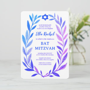 Botanische waterverf Ster van David Bar Bat Mitzva Kaart