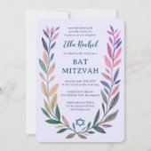 Botanische waterverf Ster van David Bar Bat Mitzva Kaart (Voorkant)