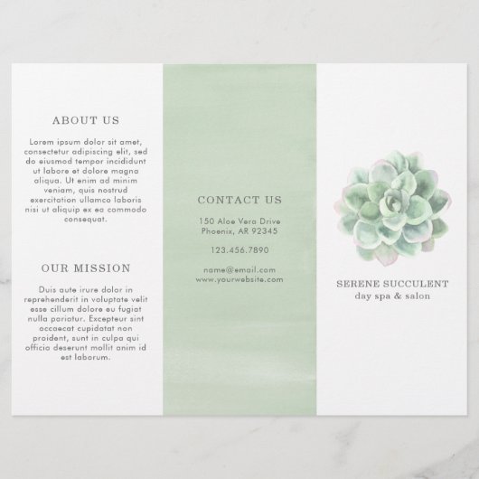 Botanische Waterverf Succulente drievoudige brochu (Voorkant)