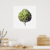 Botanische waterverf van Artichoke Poster (Keuken)