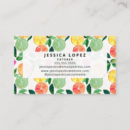 Botanische Waterverf van citrusvruchten Visitekaartje (Achterkant)