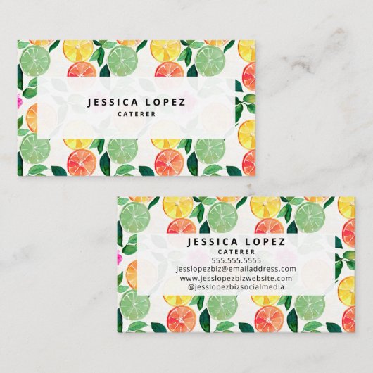 Botanische Waterverf van citrusvruchten Visitekaartje (Voorkant / Achterkant)