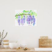 Botanische Waterverf van de Boom van Wisteria Bloo Poster (Keuken)