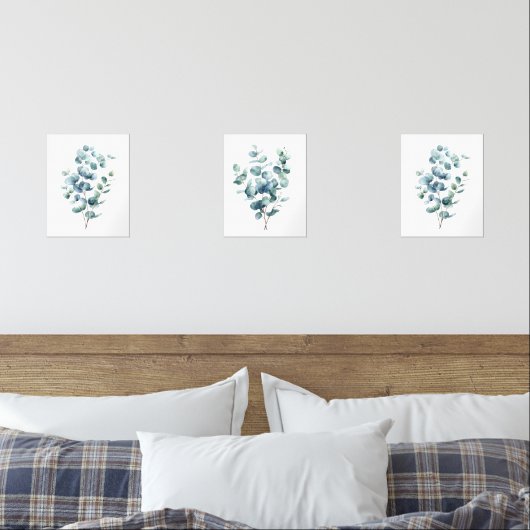 Botanische Waterverf van Eucalyptus Muurkunst Sets (Slaapkamer)