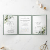 Botanische Waterverf van Floral Drieluik Uitnodiging (Binnen)