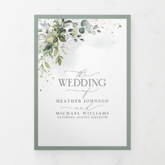 Botanische Waterverf van Floral Drieluik Uitnodiging (Cover)