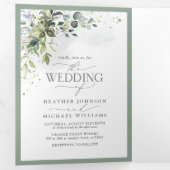 Botanische Waterverf van Floral Drieluik Uitnodiging (Binnenzijde eerst)