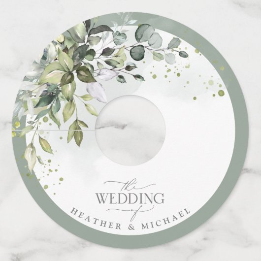 Botanische Waterverf van Floral Wijnglaslabel (Voorkant)