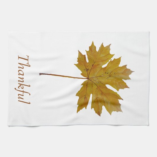 Botanische waterverf van het blad Thankful Theedoek (Horizontaal)