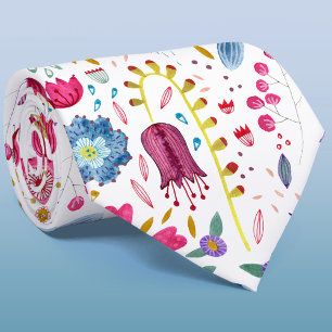 Botanische Waterverf van wilde bloemen Stropdas