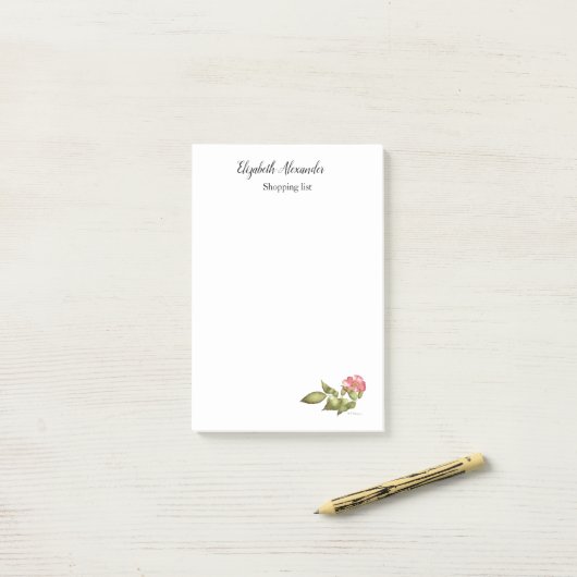 Botanische waterverf van Wilde roos in roze en gro Post-it® Notes (Op bureau)