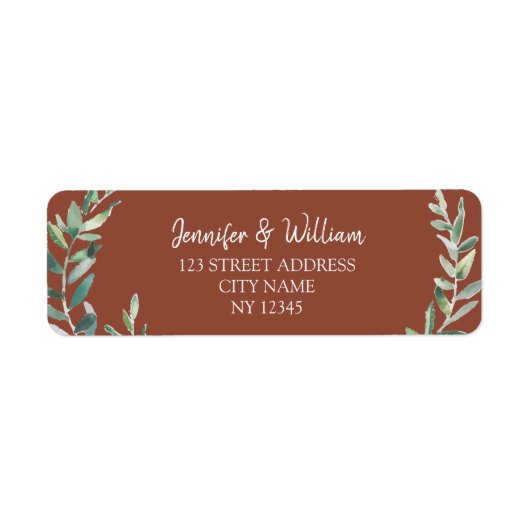 Botanische Waterverf verlaat een trouwe bruiloft Etiket (Voorkant)