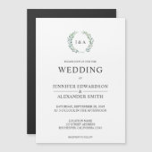 Botanische waterverf verlaat monogram bruiloft magnetische uitnodiging (Voorkant / Achterkant)