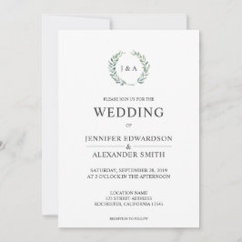 Botanische waterverf verlaat monogram foto Weddens Kaart