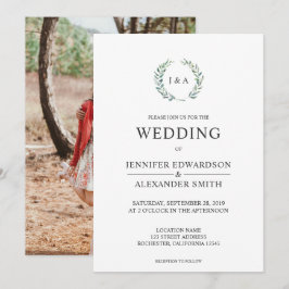 Botanische waterverf verlaat monogram foto Weddens Kaart