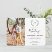 Botanische waterverf verlaat monogram foto Weddens Kaart (Staand voorkant)