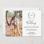 Botanische waterverf verlaat monogram foto Weddens Kaart (Voorkant)