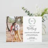 Botanische waterverf verlaat monogram foto Weddens Kaart (Staand voorkant)