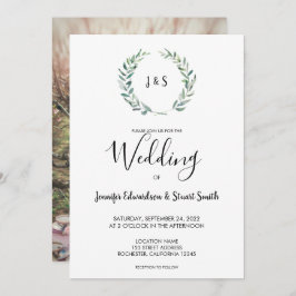 Botanische waterverf verlaat monogram foto Weddens Kaart