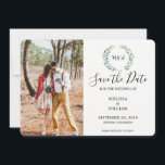 Botanische waterverf verlaat monogrammen foto save the date<br><div class="desc">Rustic botanische waterverf vertrekt,  monogrammed foto Save the Date card. Waterverf verlaat ontwerp. U kunt uw eigen tekst en foto toevoegen om dit sparen de kaart van de Datum zeer persoonlijk en uniek te maken.</div>