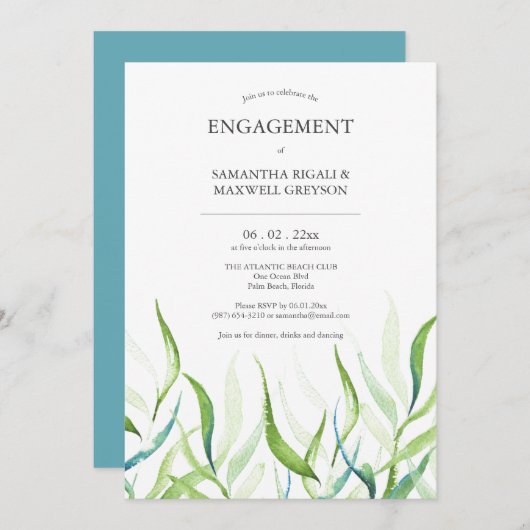 Botanische Waterverf Verlovingsfeestuitnodigingen (Voorkant / Achterkant)