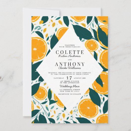 Botanische waterverf verse sinaasappels fruit Brui Kaart (Voorkant)