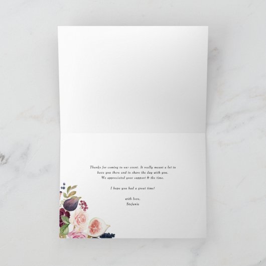 Botanische Waterverf Vijgen en Bourgondische bloem Bedankkaart (Binnen)