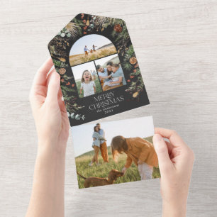 Botanische waterverf voor kerstboog all in one uitnodiging