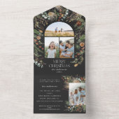 Botanische waterverf voor kerstboog all in one uitnodiging (Binnen)