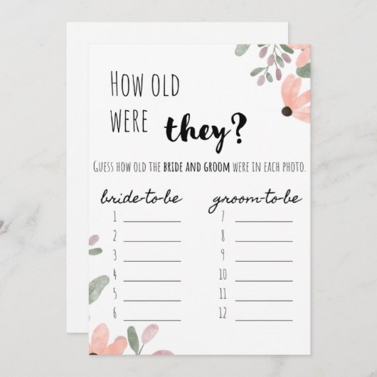 Botanische Waterverf Vrijgezellenfeest "Raad eens Programmakaart (Voorkant / Achterkant)