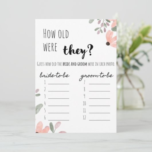 Botanische Waterverf Vrijgezellenfeest "Raad eens  Programmakaart (Staand voorkant)