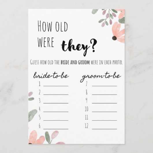 Botanische Waterverf Vrijgezellenfeest "Raad eens Programmakaart (Voorkant)