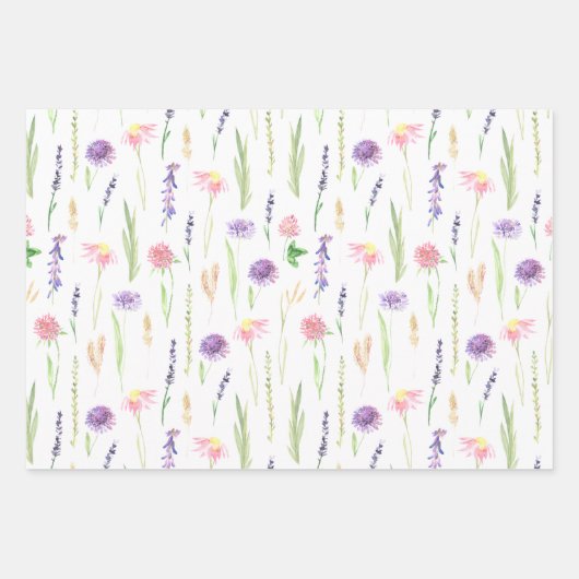 Botanische Waterverf Wildbloem Gift Inpakpapier Vel (Voorkant 3)