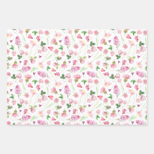 Botanische Waterverf Wildbloem Gift Inpakpapier Vel (Voorkant 2)