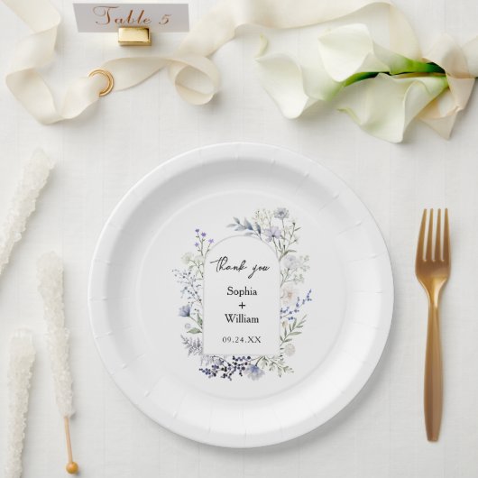 Botanische Waterverf Wildbloem Theme Weddenschap Papieren Bordje (Huwelijk)