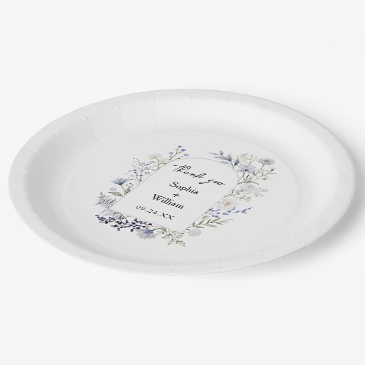 Botanische Waterverf Wildbloem Theme Weddenschap Papieren Bordje (Gekanteld)