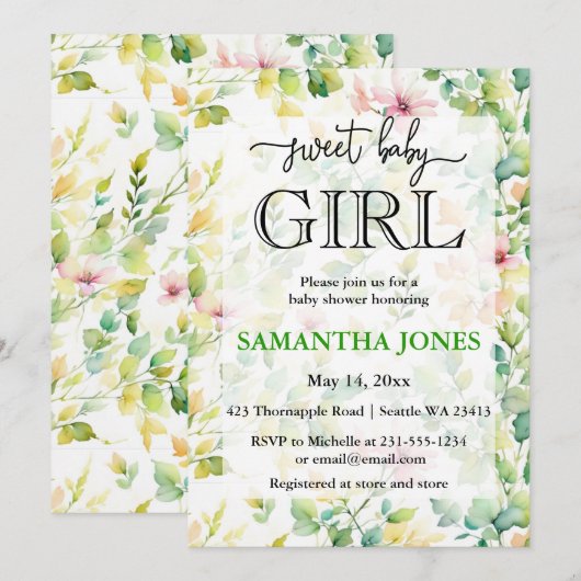  botanische waterverf wilde bloem kaart (Voorkant / Achterkant)