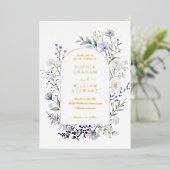 Botanische Waterverf Wildflower Elegant Wedding Folie Uitnodiging (Staand Voorkant)