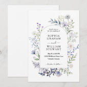 Botanische Waterverf Wildflower Elegant Wedding Kaart (Voorkant / Achterkant)