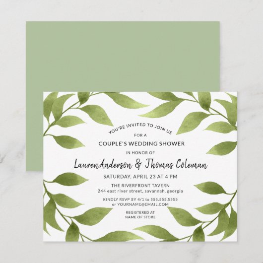 Botanische Waterverf Wilgen van de  van de paar Kaart (Voorkant / Achterkant)