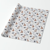 Botanische Waterverf winterfox Cadeaupapier (Uitgerold)