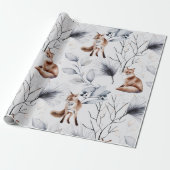 Botanische Waterverf winterfox Cadeaupapier (Uitgerold)