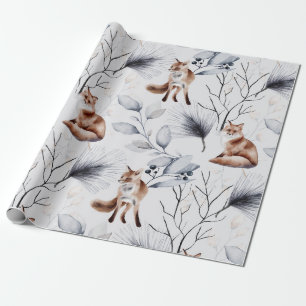 Botanische Waterverf winterfox Cadeaupapier