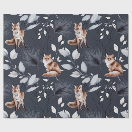 Botanische Waterverf winterfox Cadeaupapier (Vlak)