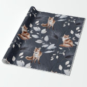 Botanische Waterverf winterfox Cadeaupapier (Uitgerold)