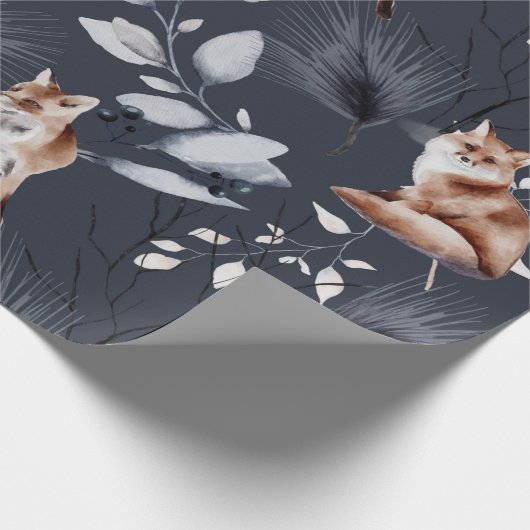 Botanische Waterverf winterfox Cadeaupapier (Hoek)