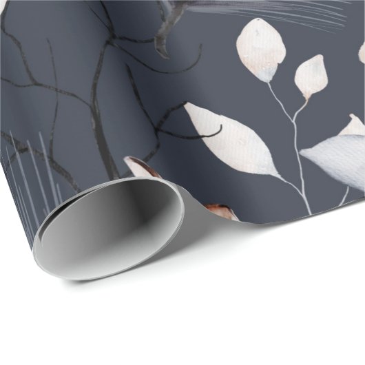 Botanische Waterverf winterfox Cadeaupapier (Rol Hoek)