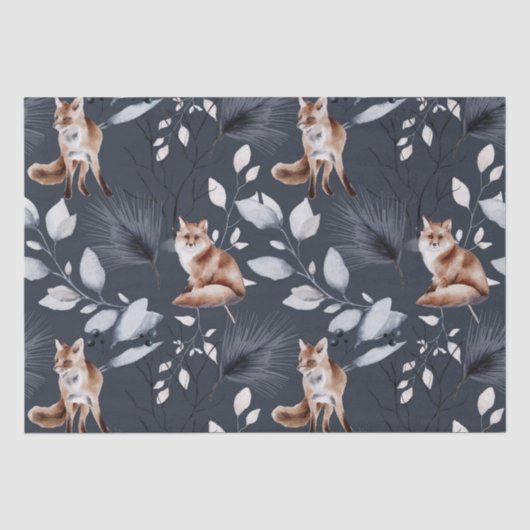 Botanische Waterverf winterfox Tissuepapier (Voorkant)